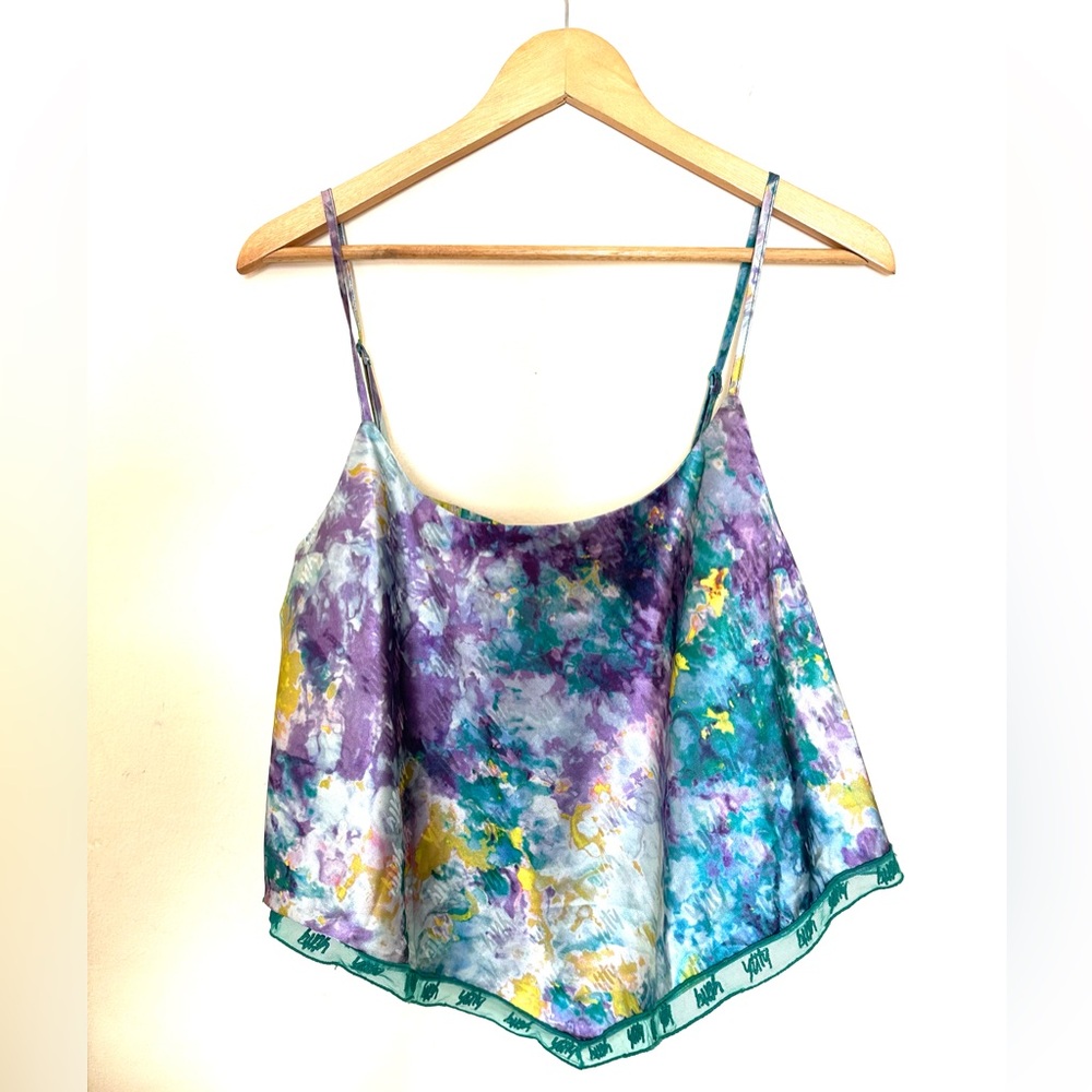 YITTY Satin Flowy Set Pajama Deep Sea‎ Top Size XL and Short Size Large Set of 2 - Picture 3 of 11